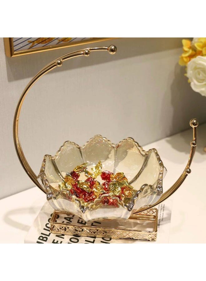 Bonbonniere and gold plate, crystal plate on a gold crescent-shaped stand - Image 4