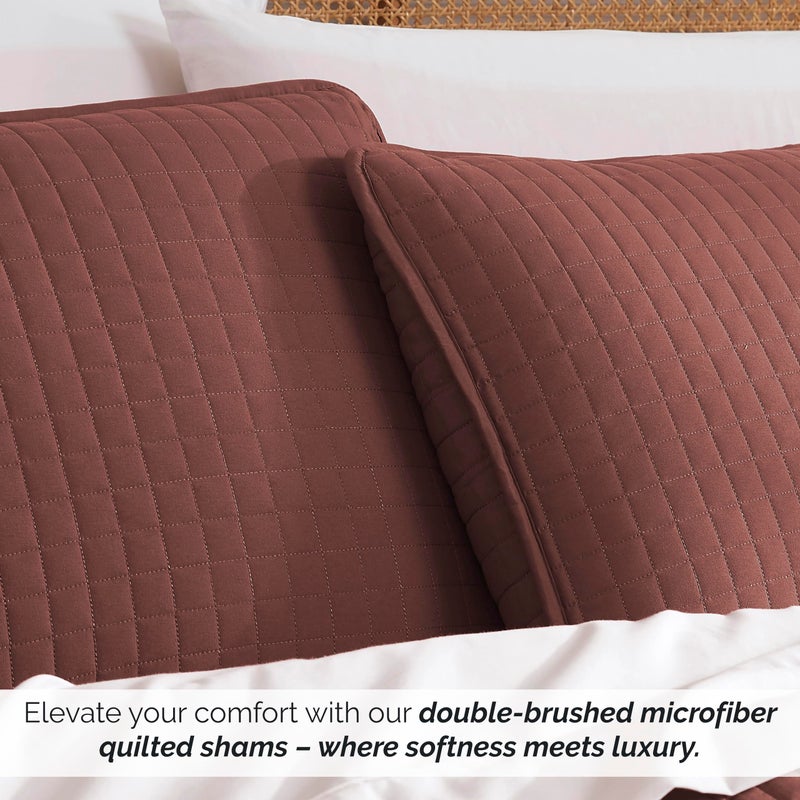 Southshore Fine Livi Southshore Fine Living  Inc. - VILANO Springs - Pair of Quilted Pillow Sham Covers (No Inserts)  20"" x 36""  Marsala (Terra Cotta)  - Image 4