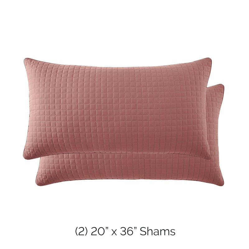 Southshore Fine Livi Southshore Fine Living  Inc. - VILANO Springs - Pair of Quilted Pillow Sham Covers (No Inserts)  20"" x 36""  Marsala (Terra Cotta)  - Image 2