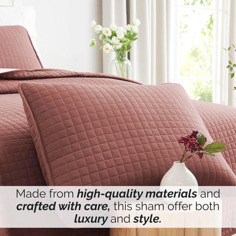 Southshore Fine Livi Southshore Fine Living  Inc. - VILANO Springs - Pair of Quilted Pillow Sham Covers (No Inserts)  20"" x 36""  Marsala (Terra Cotta)  - Image 3