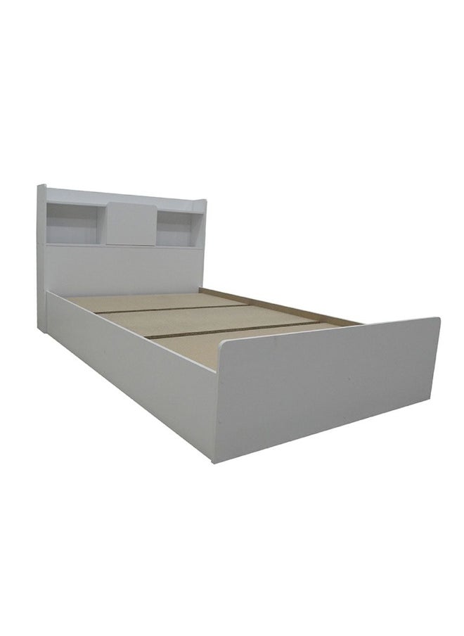 DANUBE HOME - Supreme 90X200 Young Bed With Storage And Foil Lamited Strong And Sturdy Modern Design Wooden Single Bed Frame Furniture Quiet And Comfortable Beds - White - Image 1