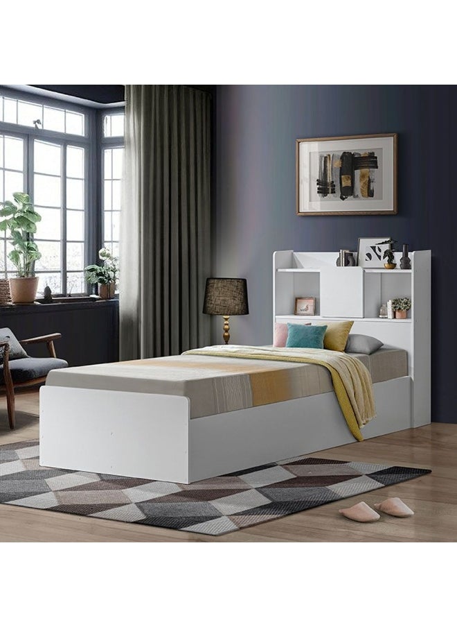 DANUBE HOME - Supreme 90X200 Young Bed With Storage And Foil Lamited Strong And Sturdy Modern Design Wooden Single Bed Frame Furniture Quiet And Comfortable Beds - White - Image 1