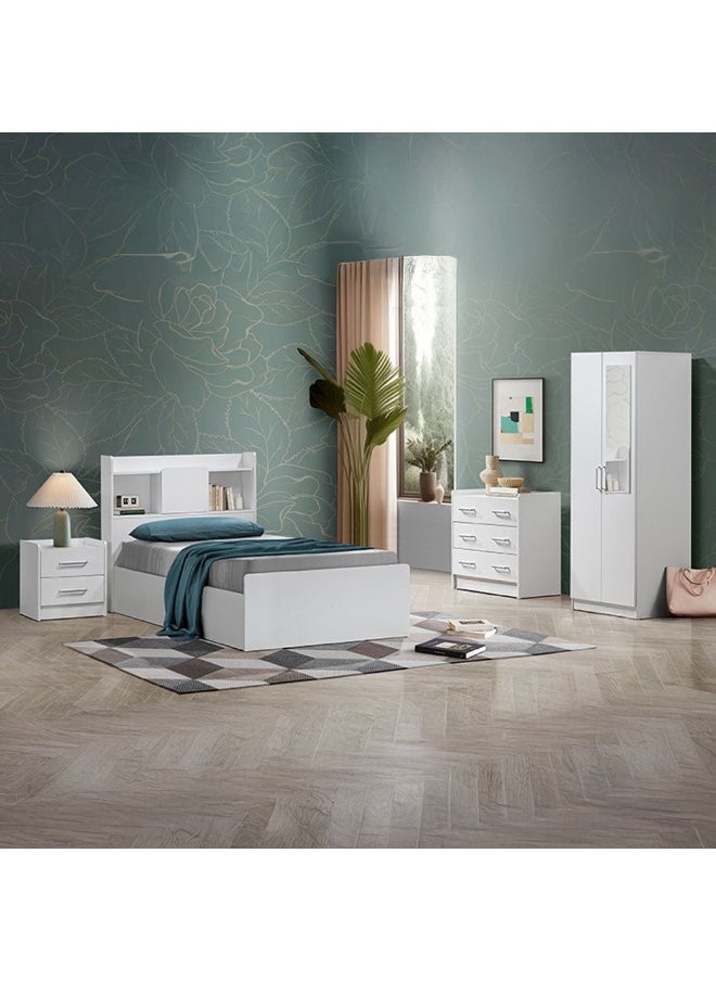 DANUBE HOME - Supreme 90X200 Young Bed With Storage And Foil Lamited Strong And Sturdy Modern Design Wooden Single Bed Frame Furniture Quiet And Comfortable Beds - White - Image 1