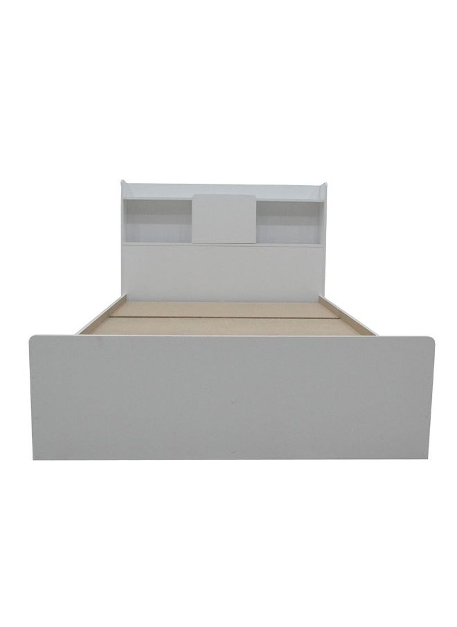 DANUBE HOME - Supreme 90X200 Young Bed With Storage And Foil Lamited Strong And Sturdy Modern Design Wooden Single Bed Frame Furniture Quiet And Comfortable Beds - White - Image 1