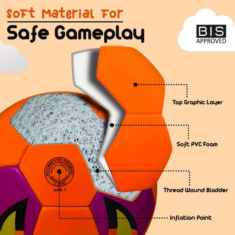 synco Kids Football | Soft PVC Football | Kids Toy Ball for Indoor & Outdoor Gameplay | BIS Approved | Educational Ball | Size-3 (Fox, 3) - Image 5