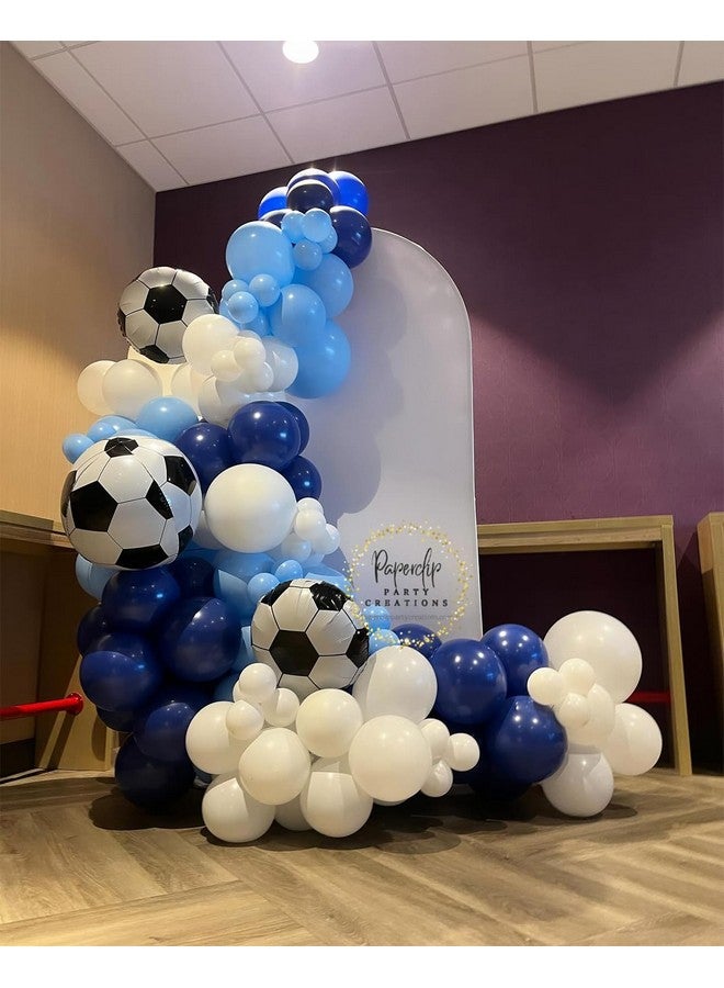 Biapian Soccer Balloon Arch Kit, Football Balloon Arch Kit With 4D Football Foil Balloons Royal Blue White Metallic Silver Latex Balloons For Baby Shower Birthday Soccer Football Party Decorations - Image 4
