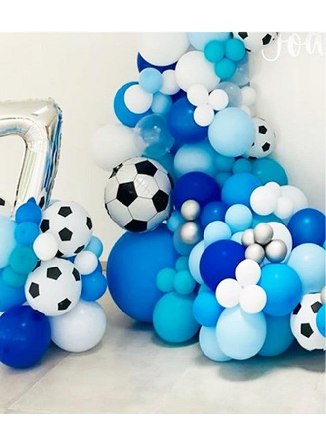 Biapian Soccer Balloon Arch Kit, Football Balloon Arch Kit With 4D Football Foil Balloons Royal Blue White Metallic Silver Latex Balloons For Baby Shower Birthday Soccer Football Party Decorations - Image 5