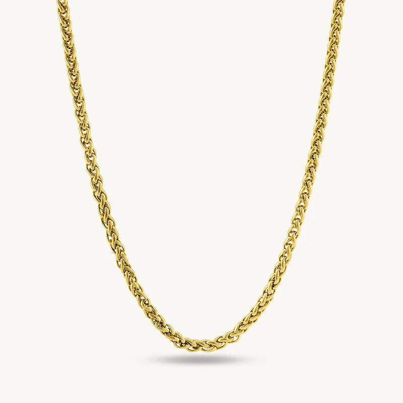 Palmonas PALMONAS 18k Gold Tone Plated Wheat Chain | 3MM
 for Men