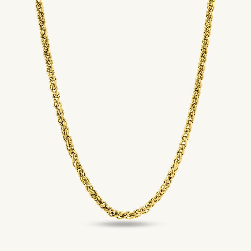 PALMONAS 18k Gold Tone Plated Wheat Chain | 3MM
 for Men - Image 1