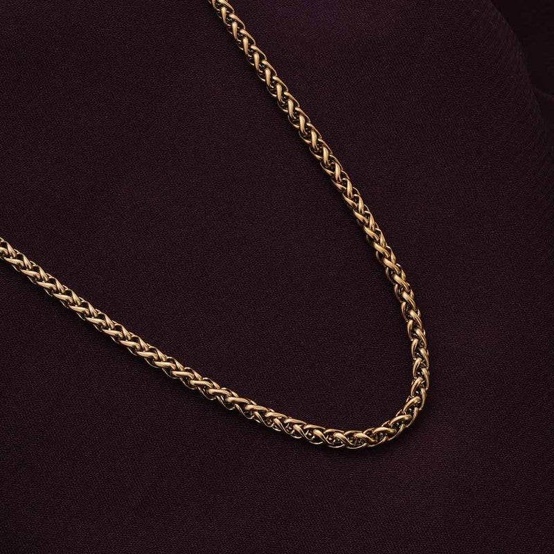 PALMONAS 18k Gold Tone Plated Wheat Chain | 3MM
 for Men - Image 2