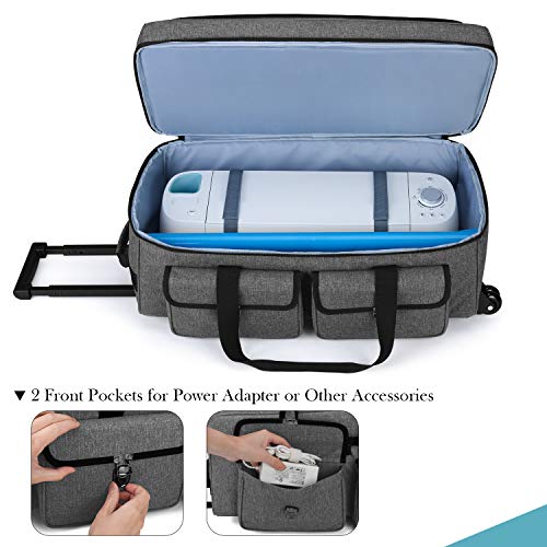 Yarwo Rolling Craft Tote Bag with Wheels Compatible for Cricut Maker 4, Maker 3, Maker, Explore 4, Explore 3, Cameo 4/5, Double Layers Carrying Case for Die Cut Machine and Supplies, Gray(Patented) - Image 2