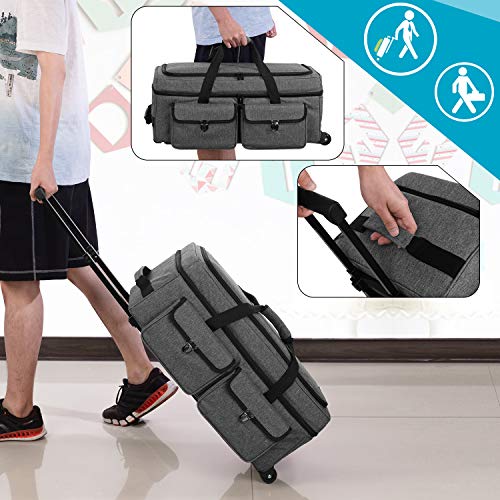 Yarwo Rolling Craft Tote Bag with Wheels Compatible for Cricut Maker 4, Maker 3, Maker, Explore 4, Explore 3, Cameo 4/5, Double Layers Carrying Case for Die Cut Machine and Supplies, Gray(Patented) - Image 5