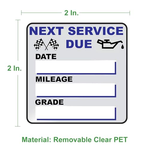 JINCH Oil Change Stickers, 300 Pcs 2 x 2 Inches Clear Oil Change Window Stickers for Vehicles Windshield, Removable Vinyl Next Service Due Reminder Sticker Labels for Car Maintenance - Image 2