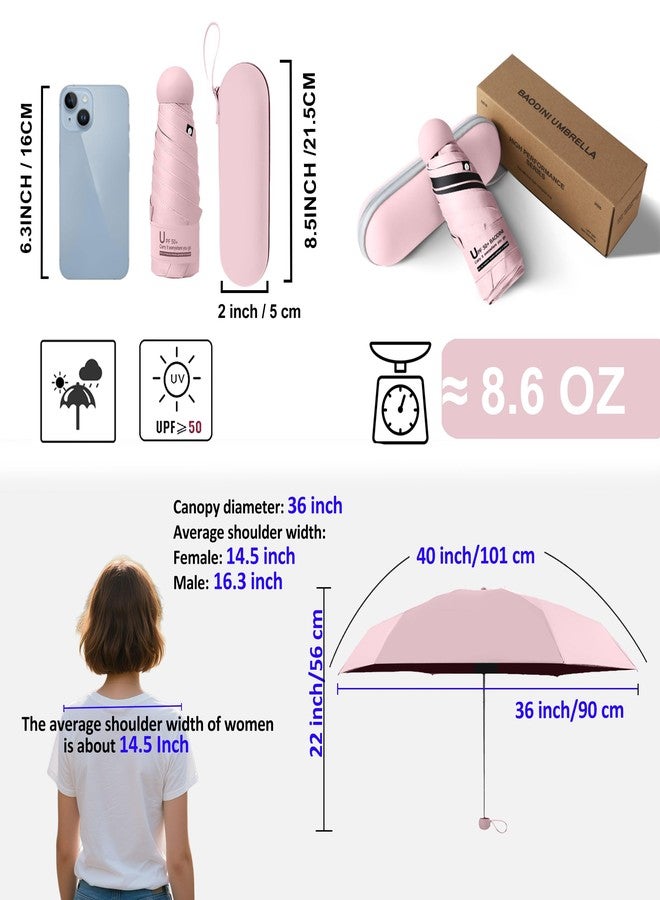 BAODINI Travel Essentials Mini Umbrella for Purse With Case Small Compact UV Sun Protection Lightweight Tiny Pocket Manual Open Close Umbrella for Women Kids and Men Fit Purse Backpack - Image 4