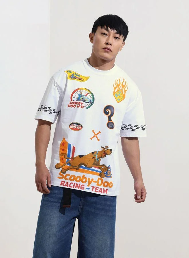 ذا انديان كراج كو Men Boxy Fit Scooby-Doo Printed Crew Neck Half Sleeves T-Shirt