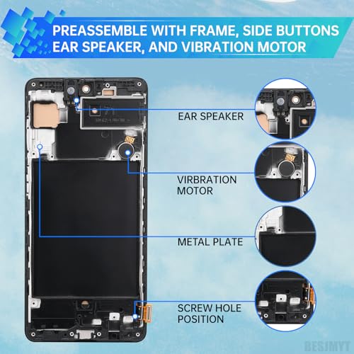 BESJMYT for Samsung Galaxy A71 Screen Replacement with Frame LCD Display Touch Digitizer Full Assembly and Side Button Ear Speaker Vibration Motor Glass Repair Tools Kit SM-A715F (A715F A715W A715X) - Image 3