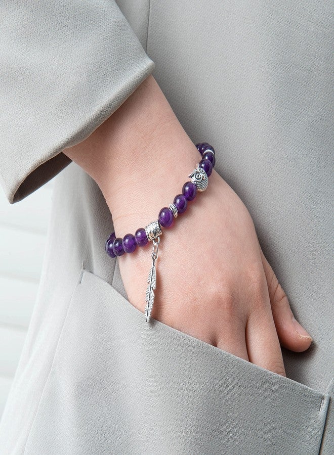 Softones 8mm Beads Owl Bracelets for Women Handmade Natural Stone Owl Gifts for Women Crystals Bracelet for Women Men Spiritual Energy Bracelet - Image 3