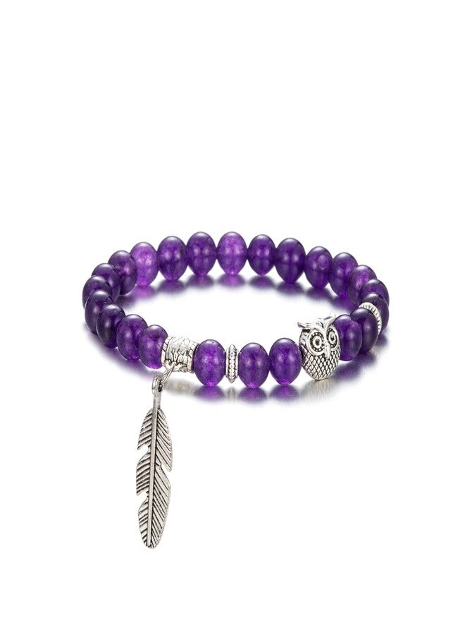 Softones 8mm Beads Owl Bracelets for Women Handmade Natural Stone Owl Gifts for Women Crystals Bracelet for Women Men Spiritual Energy Bracelet - Image 2