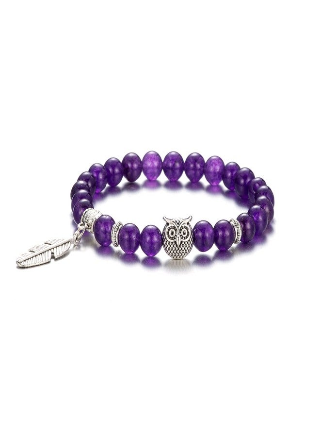 Softones 8mm Beads Owl Bracelets for Women Handmade Natural Stone Owl Gifts for Women Crystals Bracelet for Women Men Spiritual Energy Bracelet - Image 1