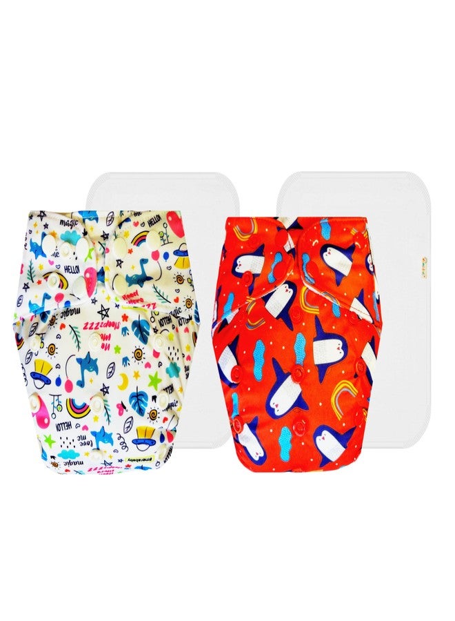 حفاضات دمبلدو القماشية الممتازة مع حشوة قطنية (عبوة من قطعتين) | شعور بالجفاف والراحة | وسادة ماصة بست طبقات | أزرار كبس قابلة للتعديل | مناسبة للارتداء طوال اليوم | من 3 أشهر إلى 3 سنوات | للجنسين - Image 1