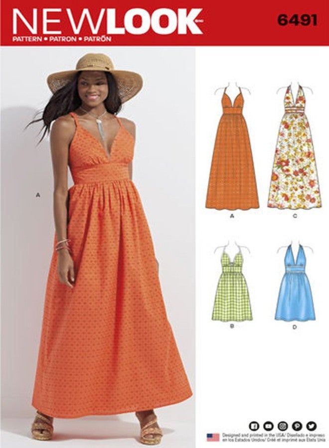 New Look Sewing Pattern D0560 // 6491 Misses' Dresses in Two Lengths with Bodice Variations Size A (10-12 - 14-16 - 18-20 - 22)