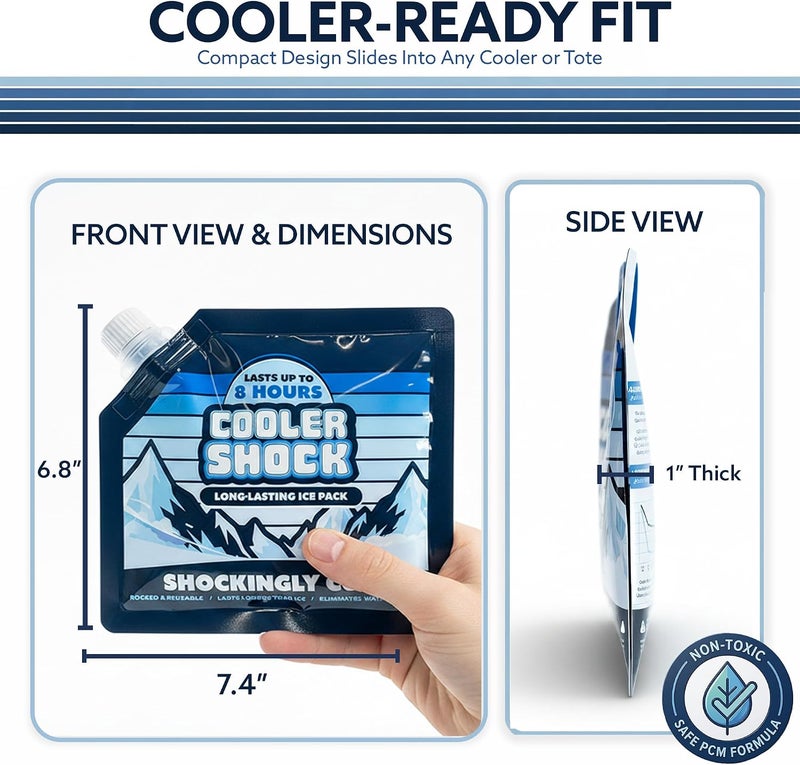 Cooler Shock Set of 5 Reusable Lunch Bag Ice Packs - Long-Lasting Cooling at 18°F - Image 3