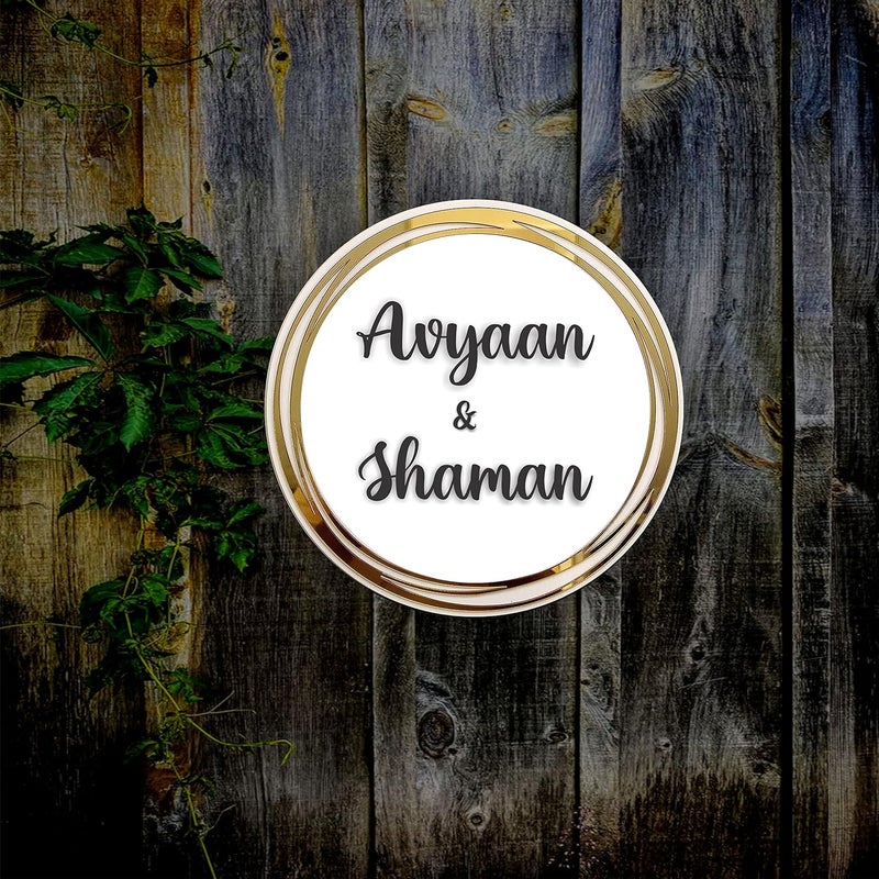 ne2han ne2han 3D Personalized Name Plate Rings of Gold Name Plate for Door Housewarming Gifts Home Decor Water Proof Embossed Name Plate for House  - Image 1
