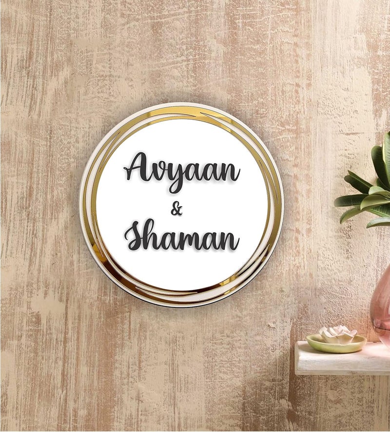 ne2han ne2han 3D Personalized Name Plate Rings of Gold Name Plate for Door Housewarming Gifts Home Decor Water Proof Embossed Name Plate for House  - Image 2
