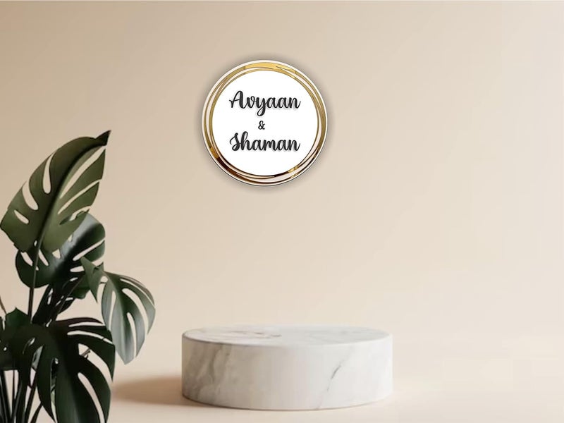 ne2han ne2han 3D Personalized Name Plate Rings of Gold Name Plate for Door Housewarming Gifts Home Decor Water Proof Embossed Name Plate for House  - Image 5