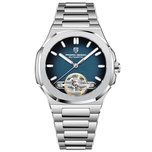 RollsTimi Pagani Design Men's Watch, PD-YS025, Men's Automatic, Skeleton Tourbillon, Business Mechanical Movement, Sporty Sapphire Lens, Stainless Steel Bracelet, 42 mm Case (PD-Dark Blue) - Image 1
