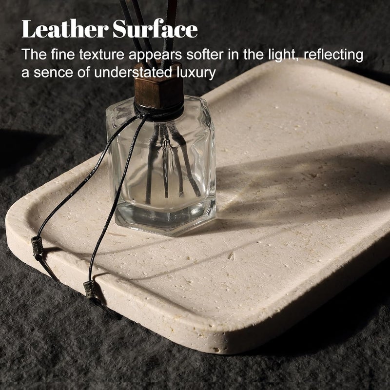 Koville Marble Vanity Tray, 12"x8" Marble Catchall Tray for Countertop Bathroom Kitchen Dresser, Rectangular Decorative Stone Tray for Jewelry Cosmetics Perfume Trinket(Brown) - Image 2