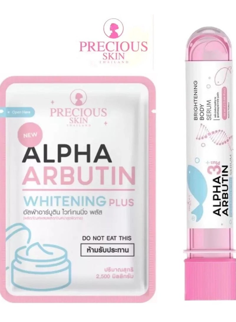 سيروم تبييض البشرة بالكولاجين ألفا أربوتين من بريشوس سكين، كبسولات تبييض الجسم بمسحوق ألفا أربوتين بلس