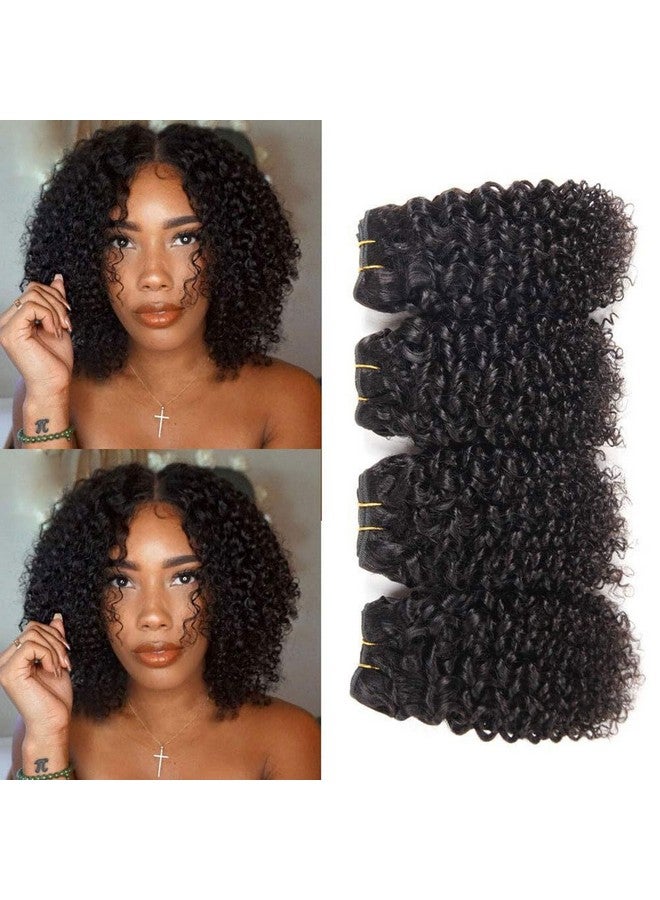 Peiyulex Brazilian Virgin Kinky Curly Human Hair Weave Brazilian Curly Hair Weave 100% Unprocessed Hair Weft Extensions Natural Black Color 50G 4Pcs/Lot - Image 2