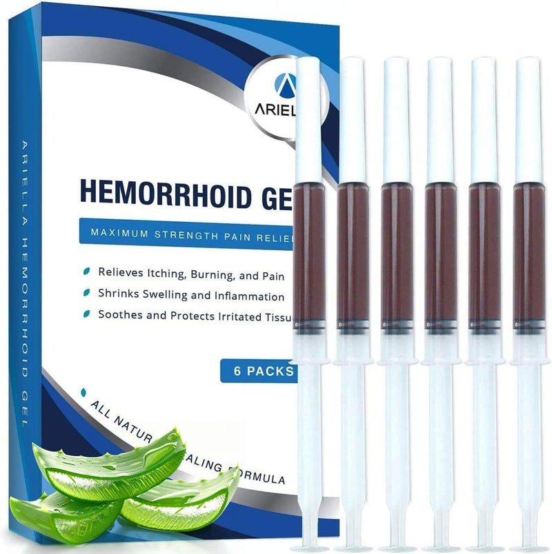 Ariella Hemorrhoid Treatment Suppository for Fissure Discomfort: Nature Hemorrhoidal Shrinking Gel - Fast Soothing Healing Itching Burning Pain Relief (Aloe, Pack of 6) 