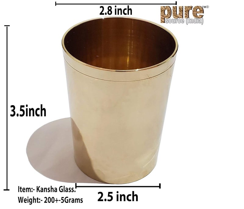 Pure Source India زجاج كانسا البرونزي اليدوي من مصدر نقي في الهند صغير الحجم مع العديد من الفوائد الصحية للاستخدام المنتظم لهذا الزجاج 4 قطع - Image 2