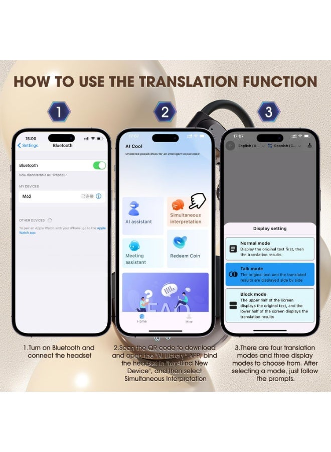 AI Real Time Language Translator Earbuds 2025 New Open Ear AI Translation Earbuds Translation Pods Translator Earbuds for Android iOS,144 Languages Translator Pods for iOS & Android  - Image 2