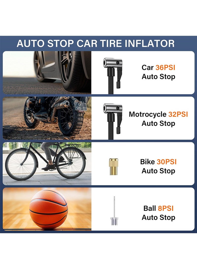 Combining precise inflation, a window breaker, seatbelt cutter, and mobile phone power supply in one, its wide pressure range of 0-150 PSI is suitable for cars, motorcycles, bicycles, and various ball sports. - Image 3
