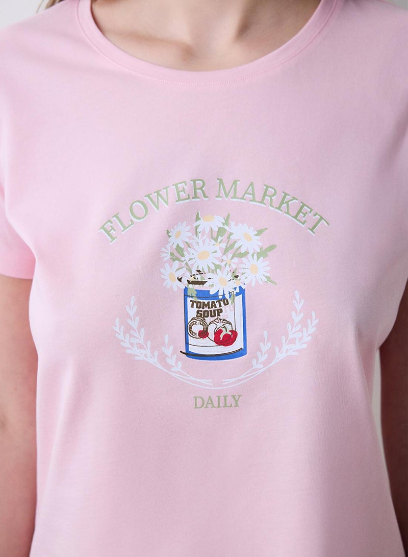 بنتي طقم بيجامة قطنية بنقشة الزهور - Image 3