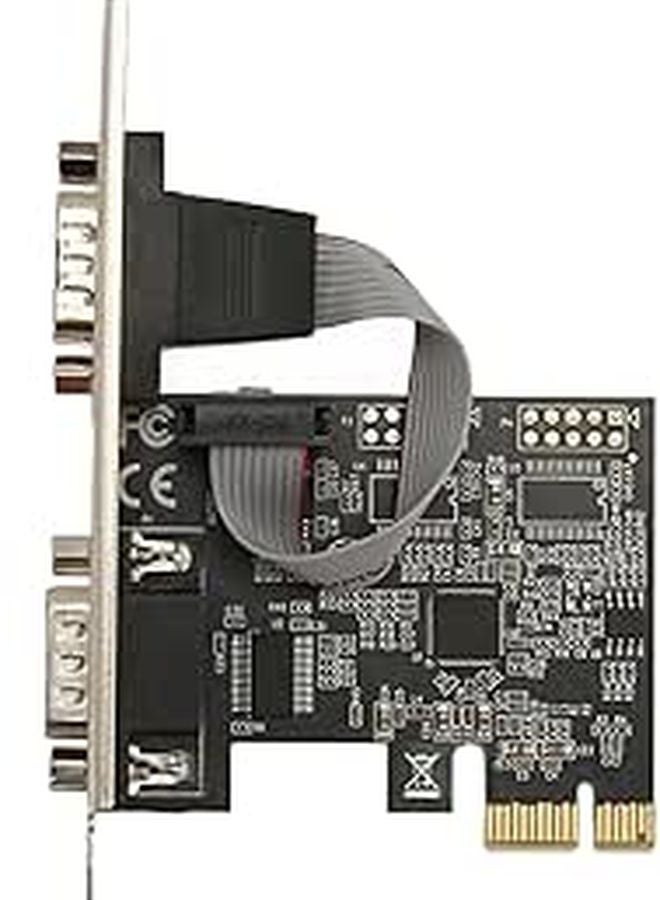 بطاقة منفذ تسلسلي PCIe 2 منفذ RS232 DB9 بشريحة ASIX AX99100 لأنظمة Linux - Image 1
