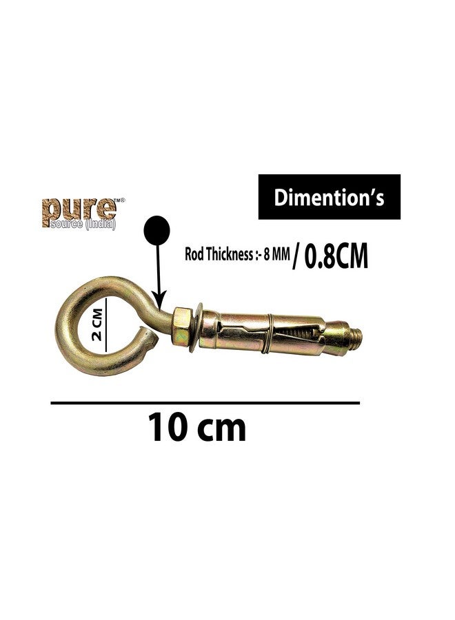 Pure Source India Hard Metal Closed Hook Anchor Fasteners, 8mm, 24 Pieces, Gold - Image 3