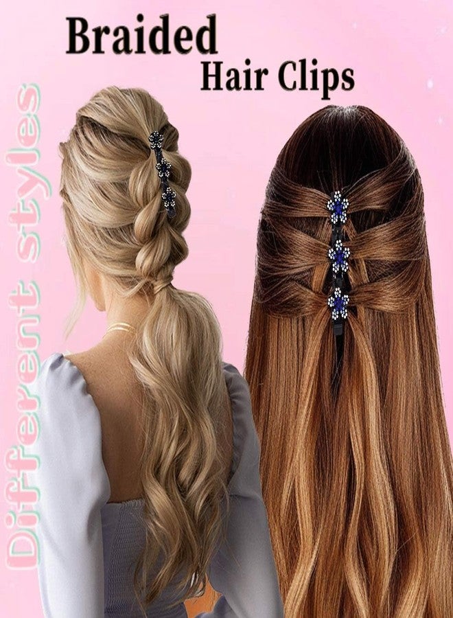Outyua Sparkling Crystal Stone Rhinestone Braided Hair Clips for Women Duckbill Hair Clip Hair Accessories for Styling Sectioning 4Pcs - Image 4