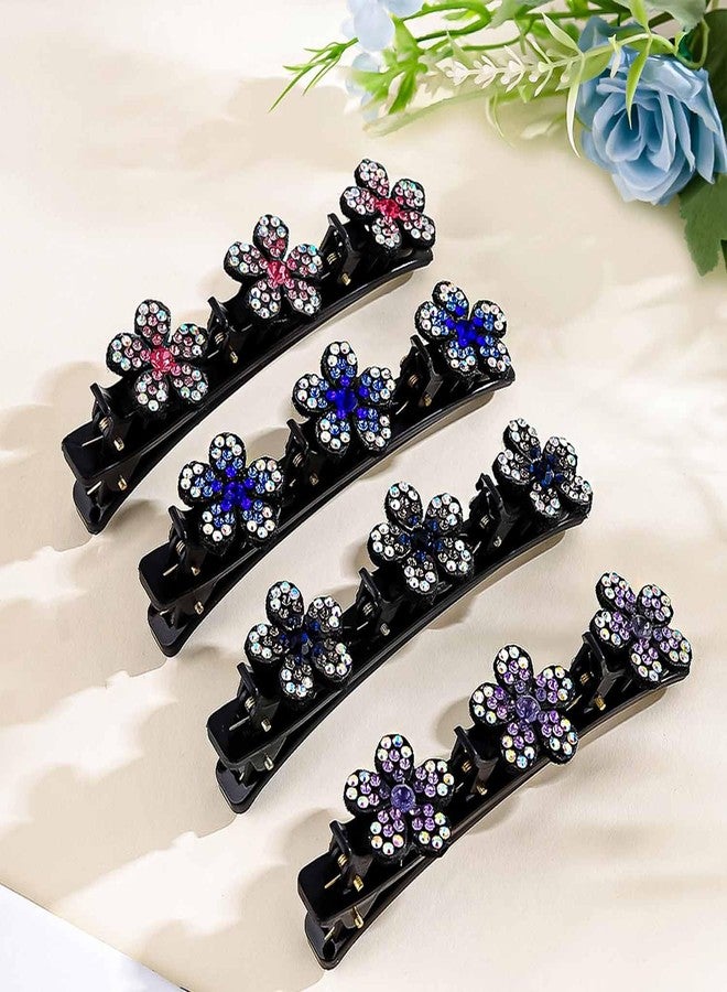 Outyua Sparkling Crystal Stone Rhinestone Braided Hair Clips for Women Duckbill Hair Clip Hair Accessories for Styling Sectioning 4Pcs - Image 2