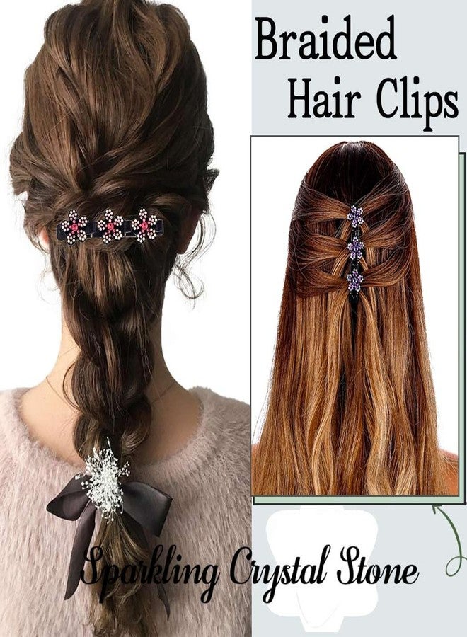 Outyua Sparkling Crystal Stone Rhinestone Braided Hair Clips for Women Duckbill Hair Clip Hair Accessories for Styling Sectioning 4Pcs - Image 5