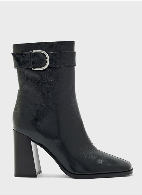 Pointed Toe Mid Heel Ankle Boots