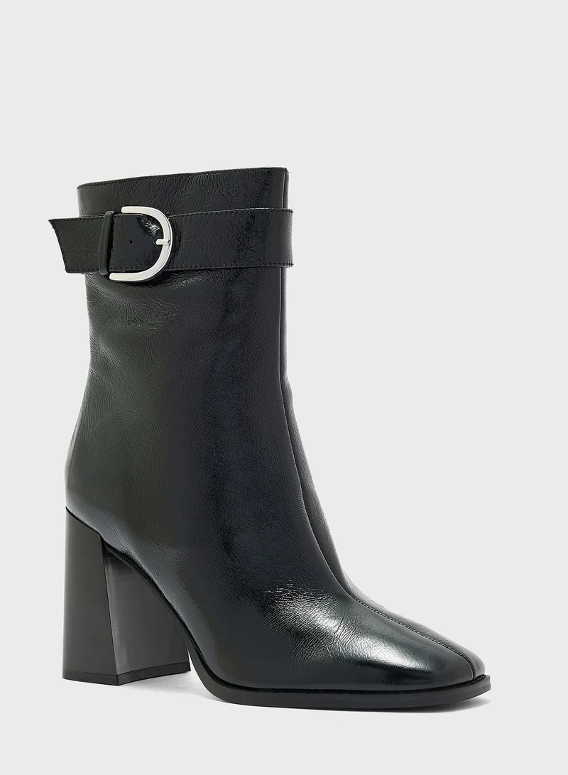 ناين ويست Pointed Toe Mid Heel Ankle Boots