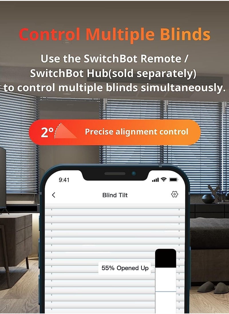 SwitchBot SwitchBot Blind Tilt Motorized Blinds - Smart Electric Blinds with Bluetooth Remote Control, Solar Powered, Light Sensing Control, Add SwitchBot Hub Mini to Make it Compatible with Alexa & Google Home  - Image 4