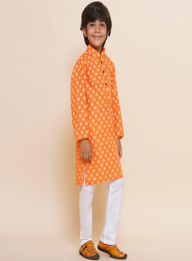 AJ Dezines طقم كورتا بيجاما قطن مطبوع برتقالي للأطفال من AJ DEZINES (Twister-K-3046-ORANGE-14) - Image 4