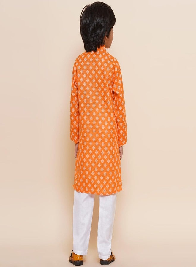 AJ Dezines طقم كورتا بيجاما قطن مطبوع برتقالي للأطفال من AJ DEZINES (Twister-K-3046-ORANGE-14) - Image 2
