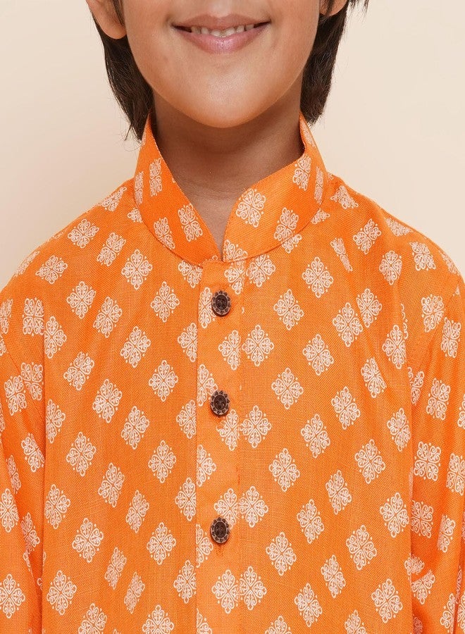 AJ Dezines طقم كورتا بيجاما قطن مطبوع برتقالي للأطفال من AJ DEZINES (Twister-K-3046-ORANGE-14) - Image 5