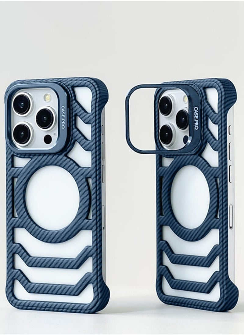 Techie - Apple iPhone 16 Pro Case Pro series Carbon Fiber Magnetic Frameless back cover Case with Invisible Stand and Enhanced Cooling Airflow - Image 1